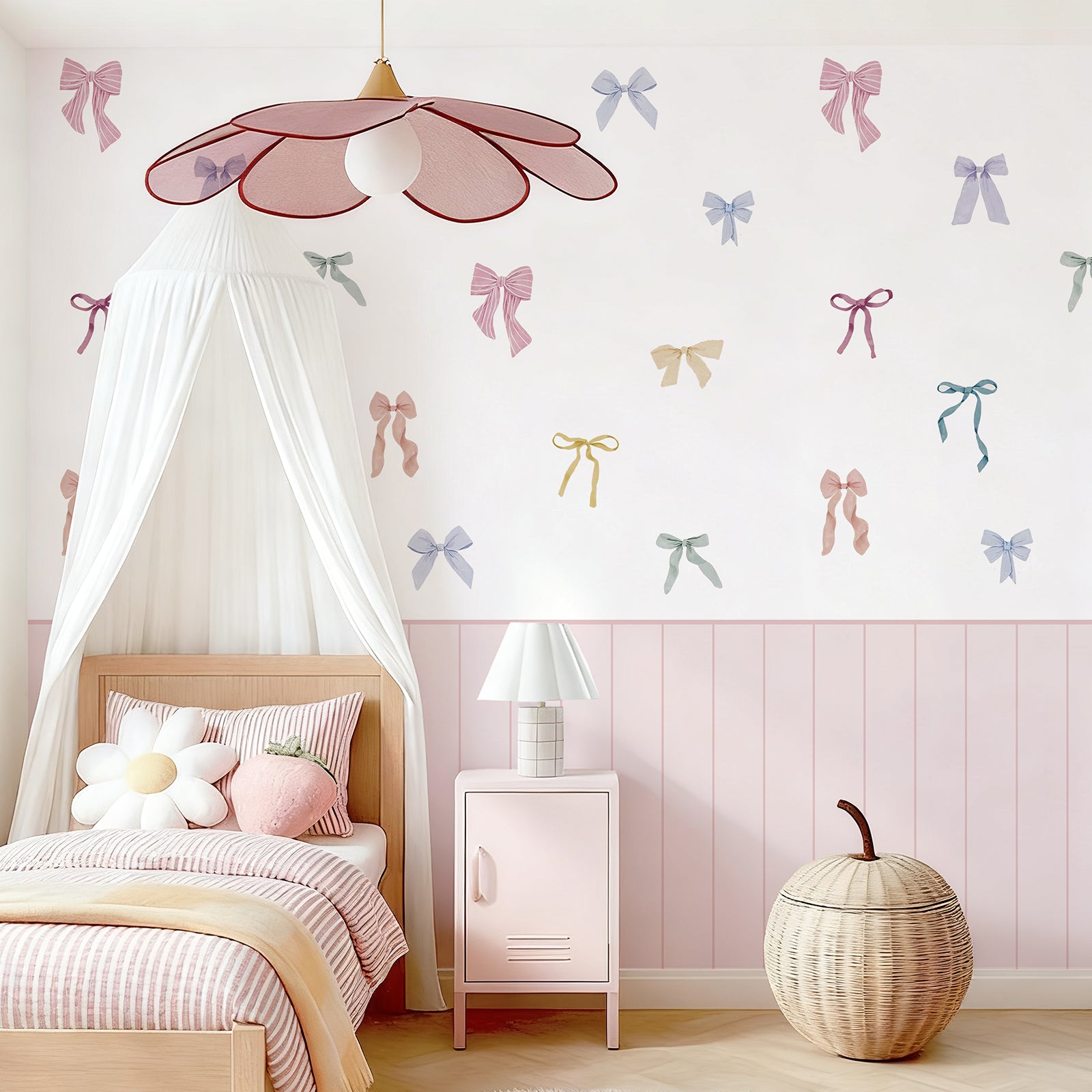 Pastel Bow Nursery Peel and Stick Wall Decals | ZeekoHome